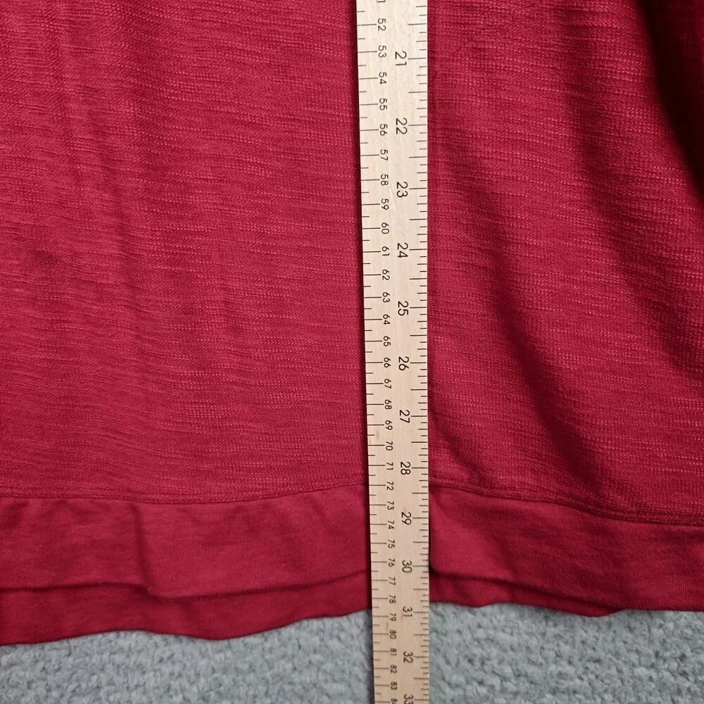 J Jill Womens Tunic Top 2X Red Cotton Blend V Neck Long Sleeve Plus Size Soft